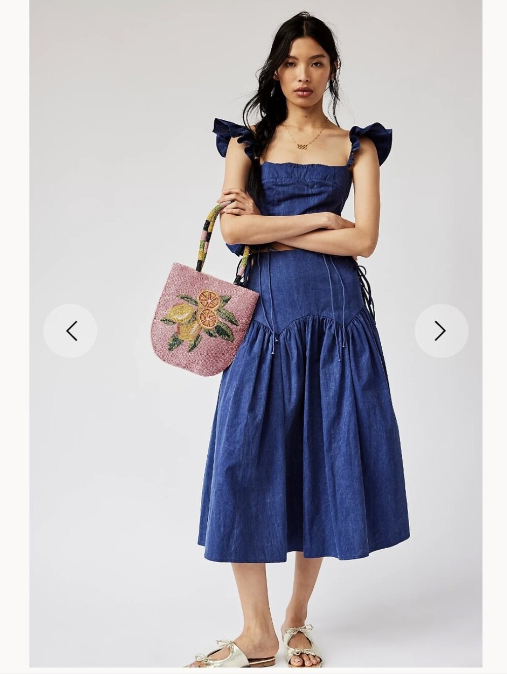 Allina Liu Blue Gathered A-Line Women’s Skirt
